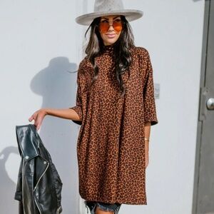 DRESSED IN LALA Icon Mock Neck Top in Leopard